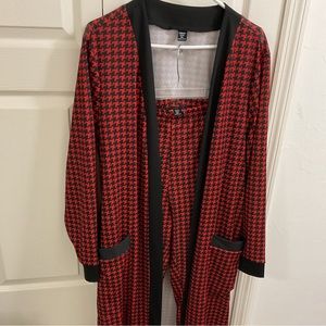 Full Length Lounging Robe & Pant set Jin Red & Black plaid - size 3X